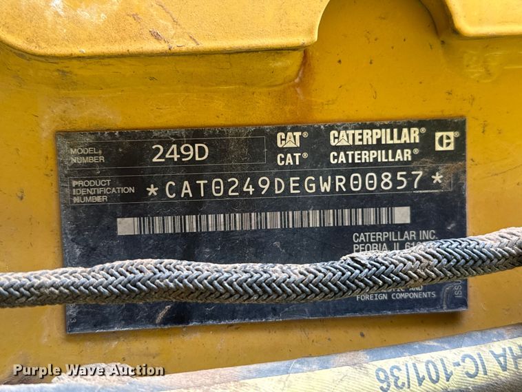 image for item ET6266 2016 Caterpillar 249D tracked skid steer loader