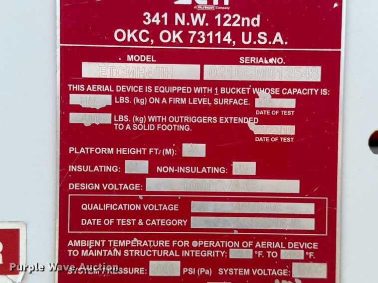 image for item ET6305 2016 Ford F550 Ext. Cab bucket truck