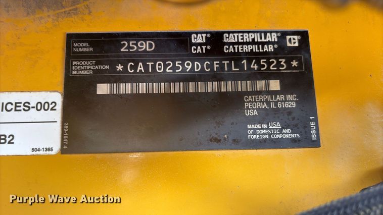 image for item EU0680 2018 Caterpillar 259D tracked skid steer loader