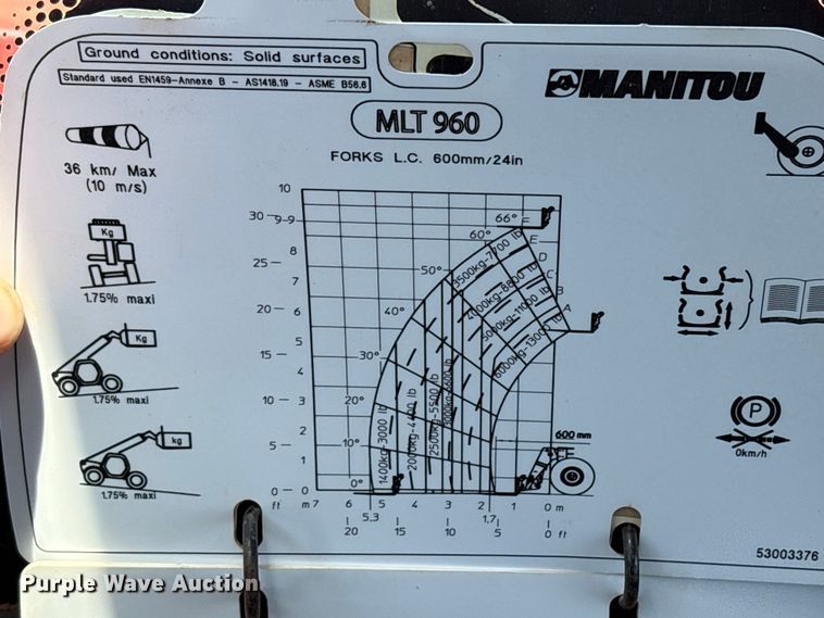 image for item EW0013 2018 Manitou MLT960 ST4 S2 telehandler