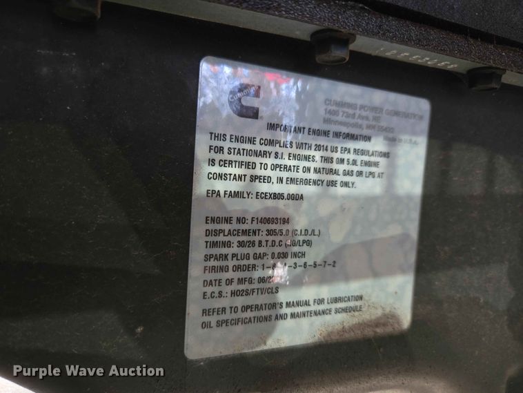 image for item EW0212 Cummins Power Generation GGPA-1407465 generator