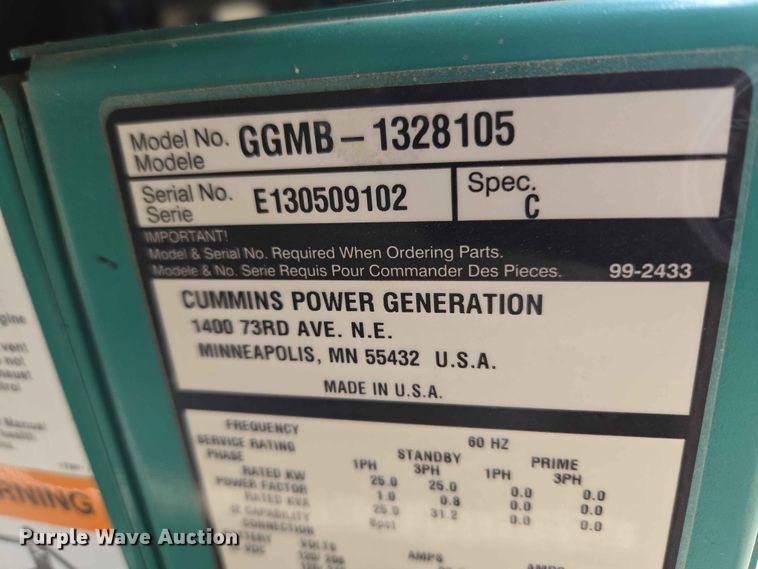 image for item EW0214 Cummins Power Generation GGMB-1328105 generator