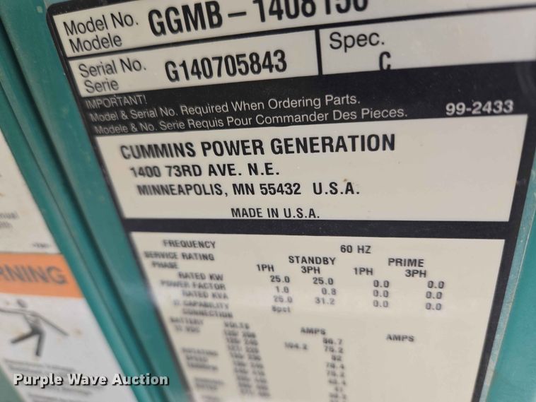 image for item EW0215 Cummins Power Generation GGMB-1408156 
