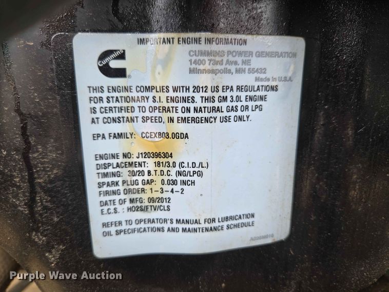 image for item EW0216 Cummins Power Generation GGMB-1213343 generator