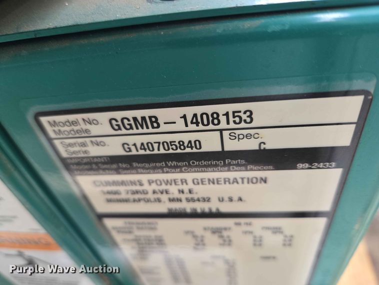 image for item EW0217 Cummins Power Generation GGMB-1408153 generator