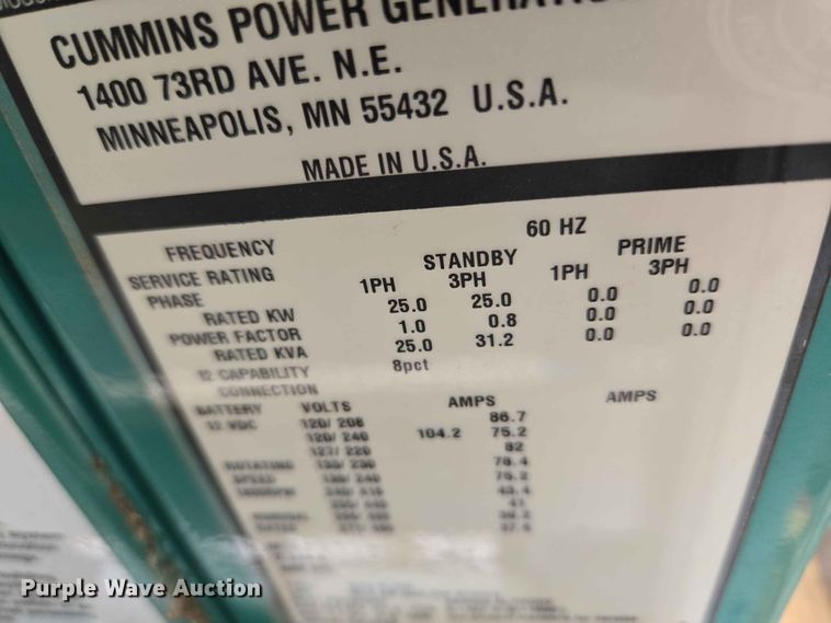 image for item EW0217 Cummins Power Generation GGMB-1408153 generator