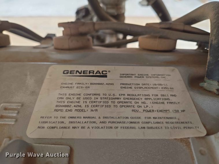 image for item EW0218 Generac QTO2724ANAZ generator