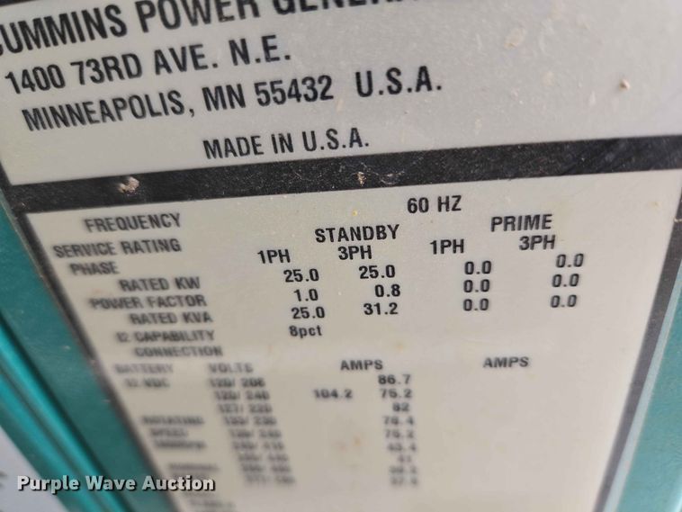 image for item EW0222 Cummins Power Generation GGMB-1405532 generator