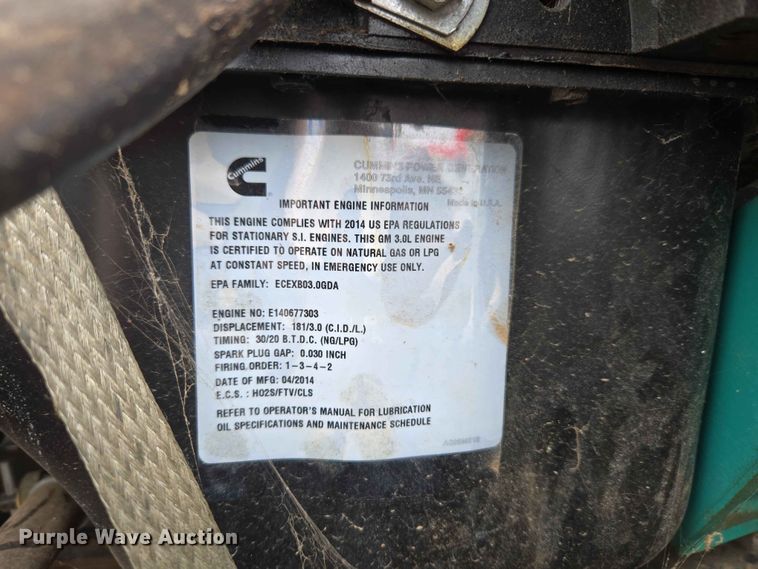 image for item EW0222 Cummins Power Generation GGMB-1405532 generator