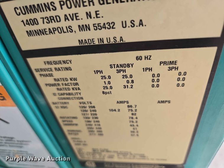 image for item EW0225 Cummins Power Generation GGMB-1408155 generator