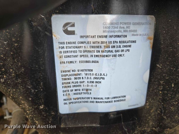 image for item EW0225 Cummins Power Generation GGMB-1408155 generator
