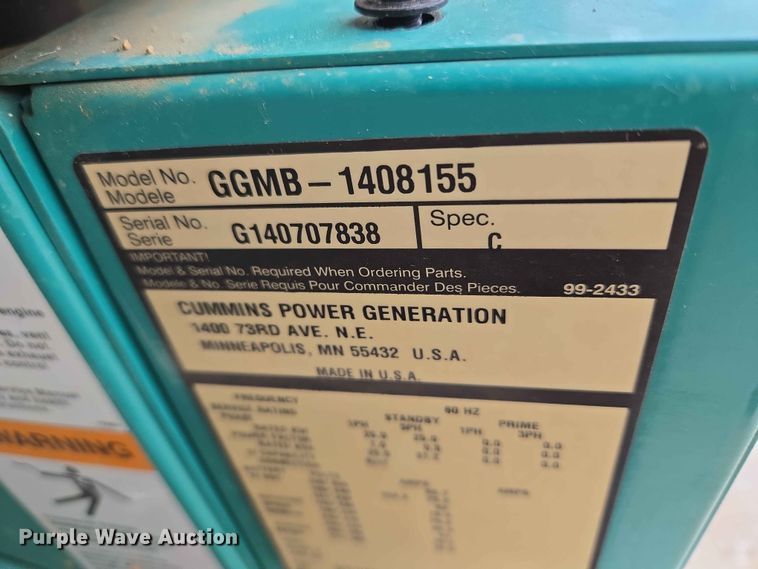 image for item EW0225 Cummins Power Generation GGMB-1408155 generator