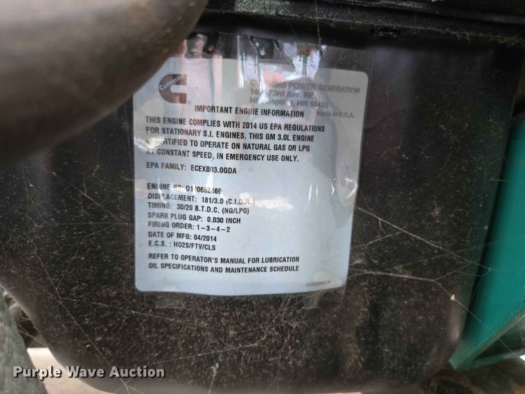 image for item EW0226 Cummins Power Generation GGMB-1403387 generator