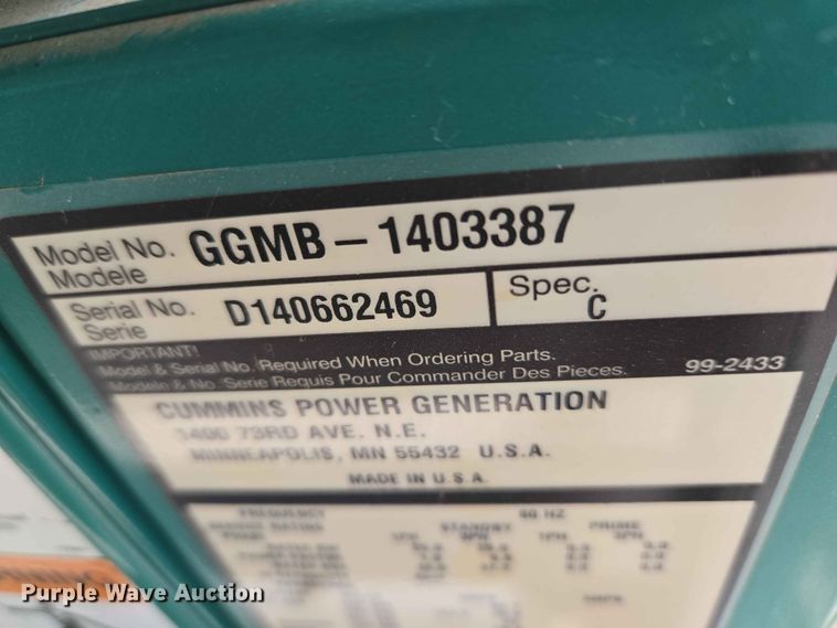 image for item EW0226 Cummins Power Generation GGMB-1403387 generator