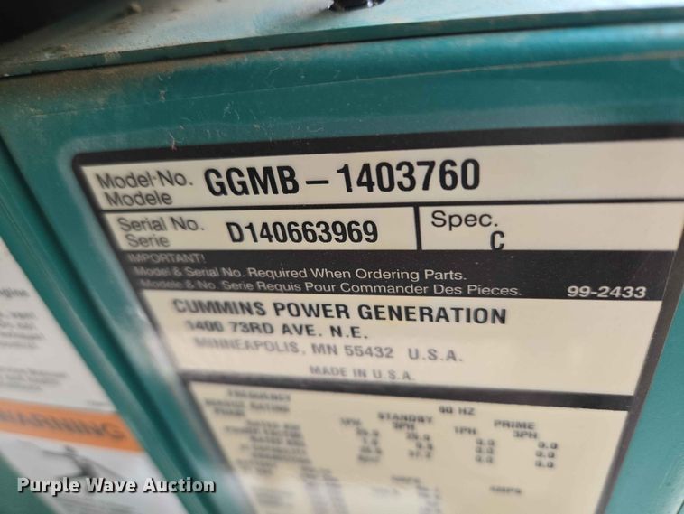 image for item EW0227 Cummins Power Generation GGMB-1403760 generator