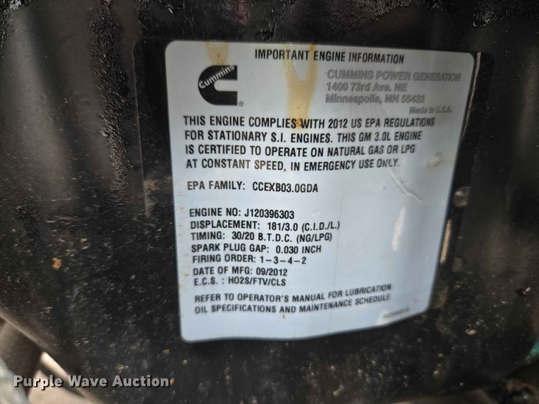 image for item EW0229 Cummins Power Generation GGMB-1213343 generator