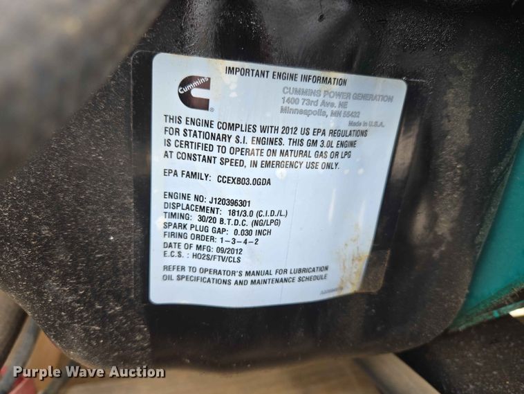 image for item EW0230 Cummins Power Generation GGMB-1213360 generator