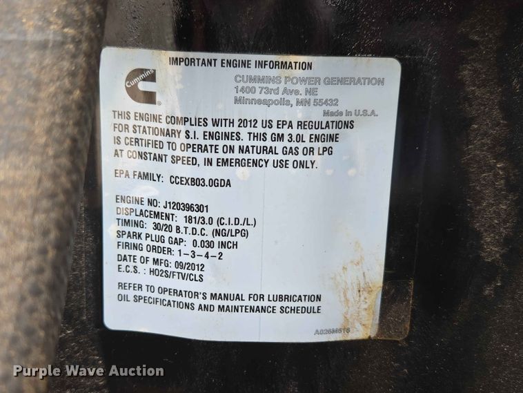 image for item EW0230 Cummins Power Generation GGMB-1213360 generator