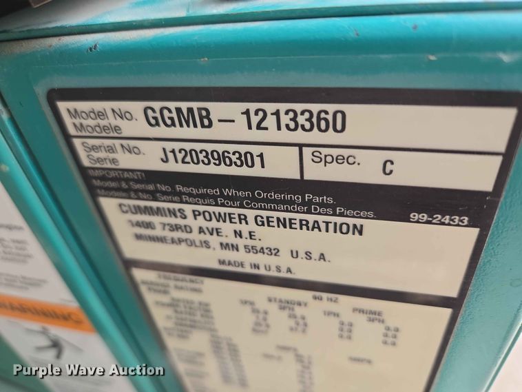 image for item EW0230 Cummins Power Generation GGMB-1213360 generator