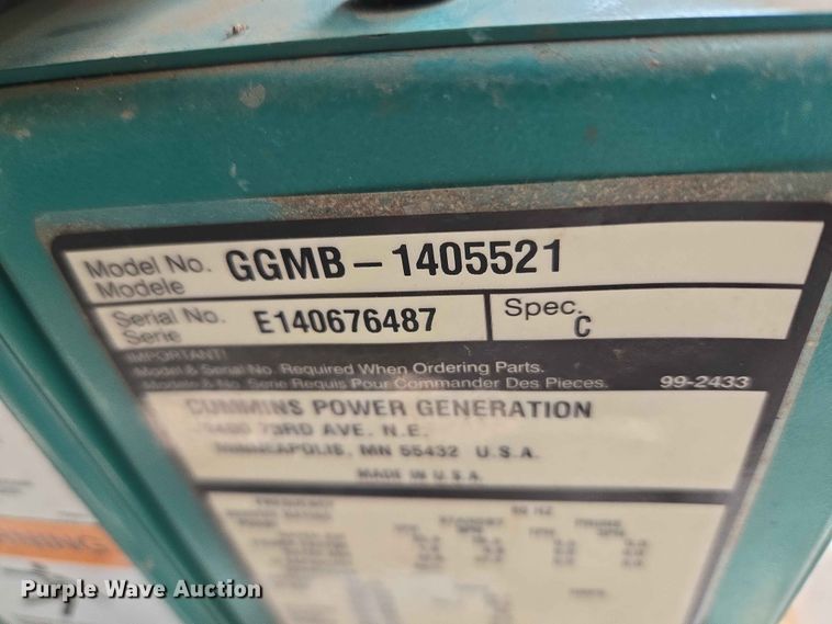 image for item EW0231 Cummins Power Generation GGMB-1405521 generator