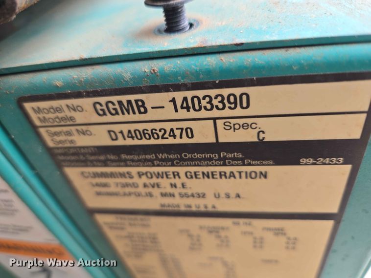 image for item EW0232 Cummins Power Generation GGMB-1403390 generator