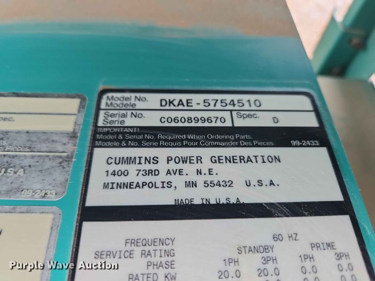 image for item EW0240 Cummins Power Generation DKAE-5754510 generator