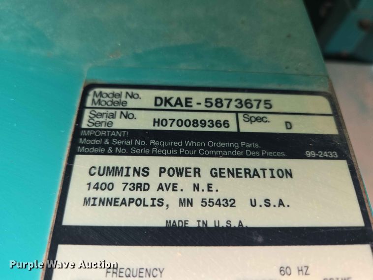 image for item EW0241 Cummins Power Generation DKAE-5873675 generator