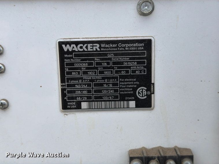image for item EW2093 2005 Wacker G25 generator