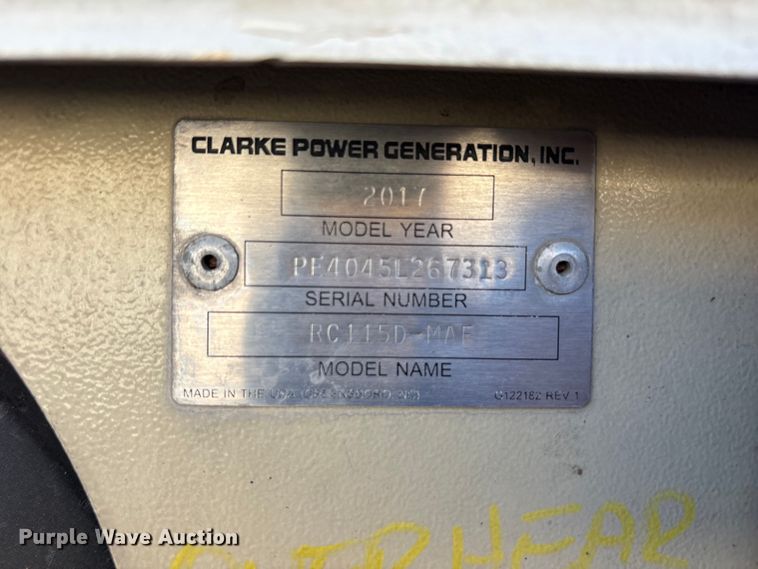 image for item FC2343 2017 Clarke RC115D-MAF generator