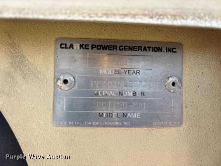 image for item FC2344 2017 Clarke RC115D-MAF generator