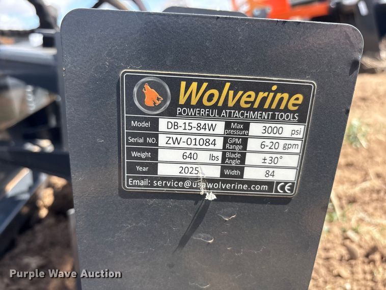 image for item FC2362 2025 Wolverine DB-15-84W skid steer dozer blade