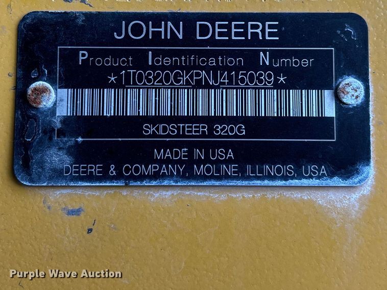 image for item FC5858 2022 John Deere 320G skid steer loader