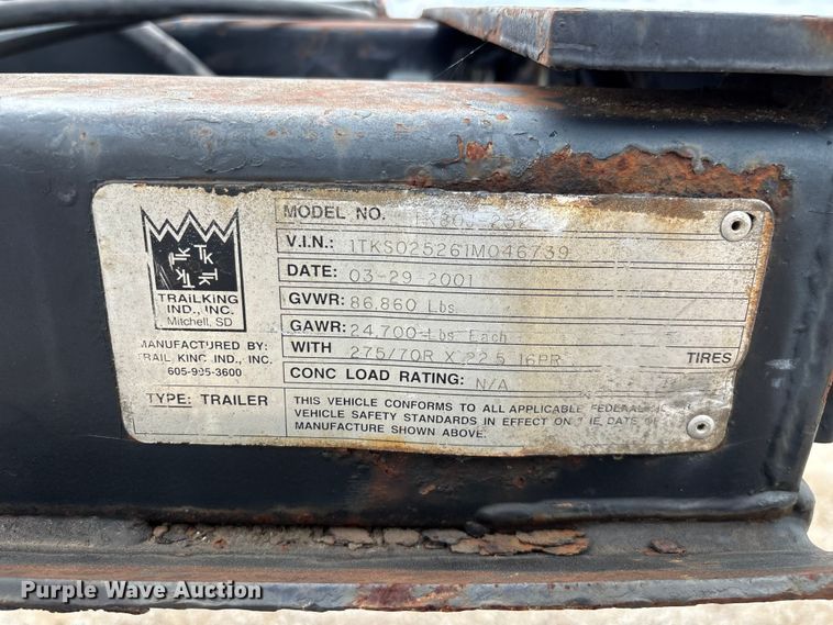 image for item FG0426 2001 Trail King lowboy equipment trailer