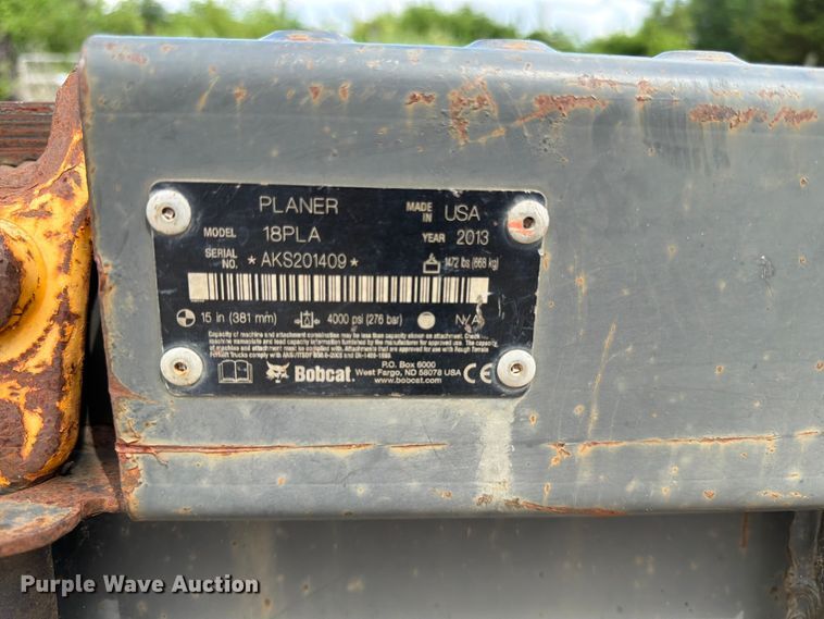 image for item FK3016 2013 Bobcat 18PLA skid steer cold planer