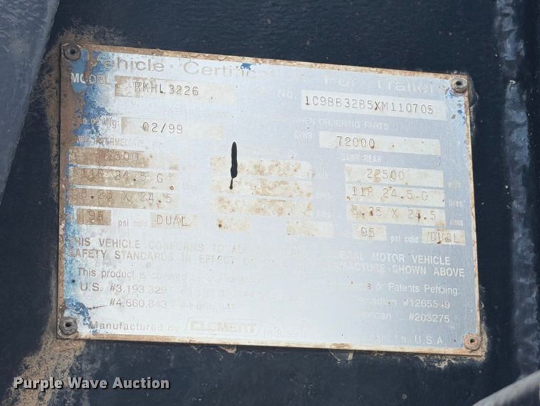 image for item FM7533 1999 Clement RKHL3226 end dump trailer