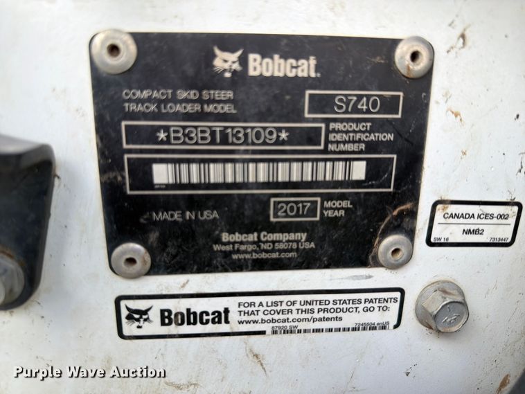 image for item NA9396 2017 Bobcat S740 skid steer loader