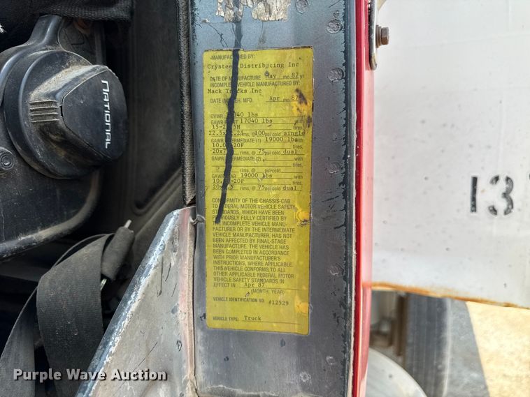 image for item ND9486 1987 Mack RS685 LS dump truck
