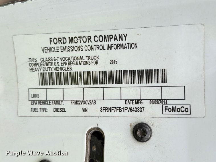 image for item YA3246 2015 Ford F750 Super Duty forestry bucket truck