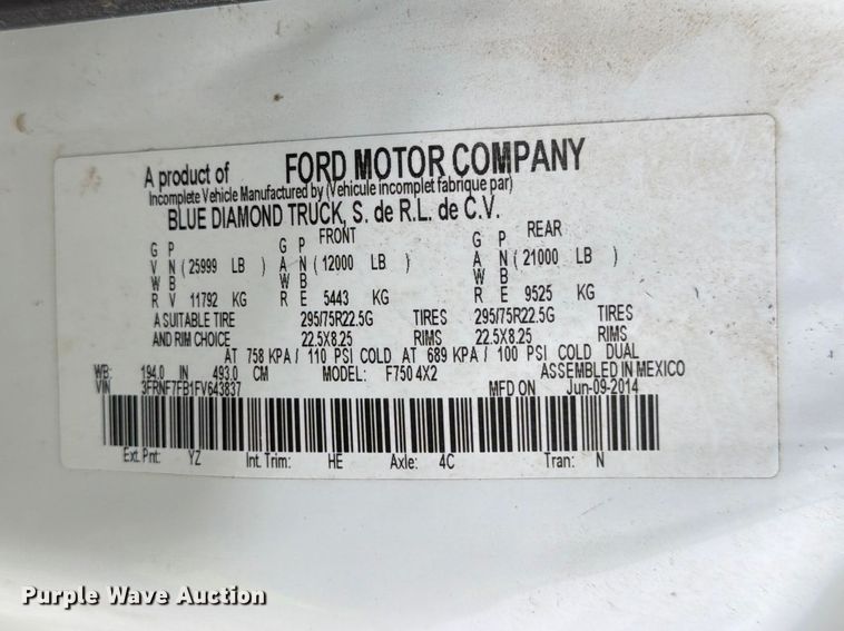 image for item YA3246 2015 Ford F750 Super Duty forestry bucket truck