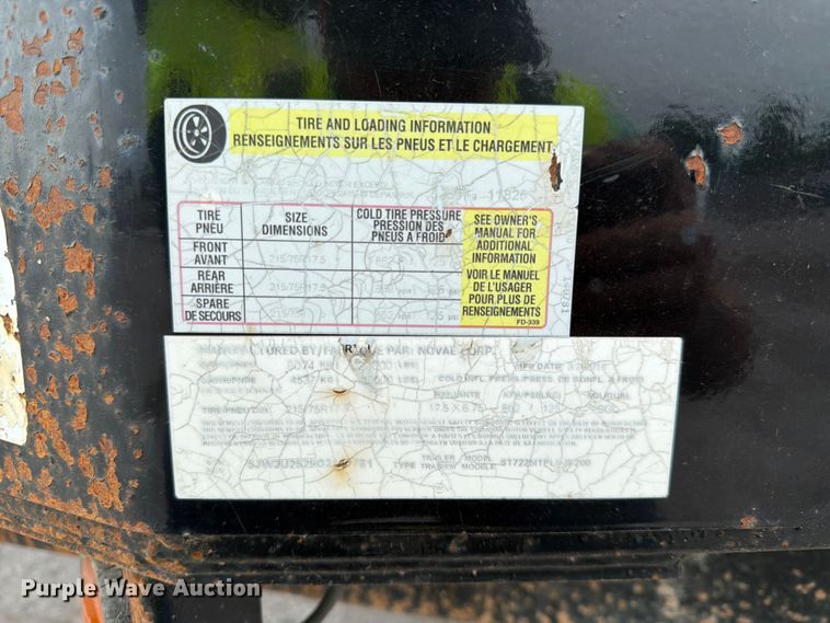 image for item YA3294 2016 Sure-Trac ST7225ITPL5 B-200 equipment trailer