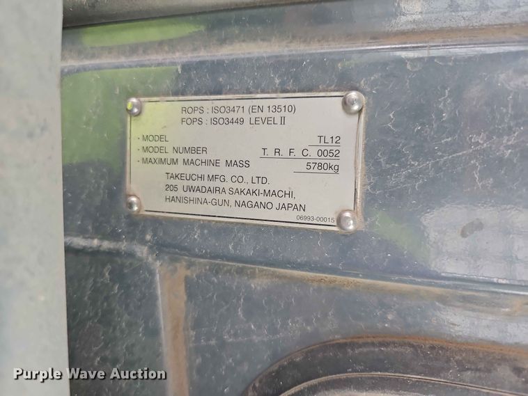 image for item YA3402 2016 Takeuchi TL12 tracked skid steer loader