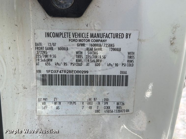 image for item YA3460 2008 Ford F450 Super Duty utility / service truck