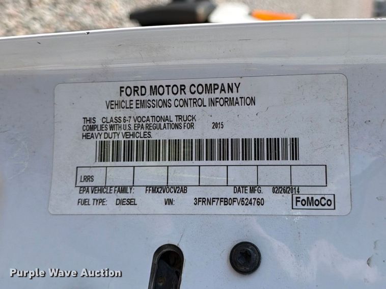 image for item YA3521 2015 Ford F750 Super Duty forestry bucket truck