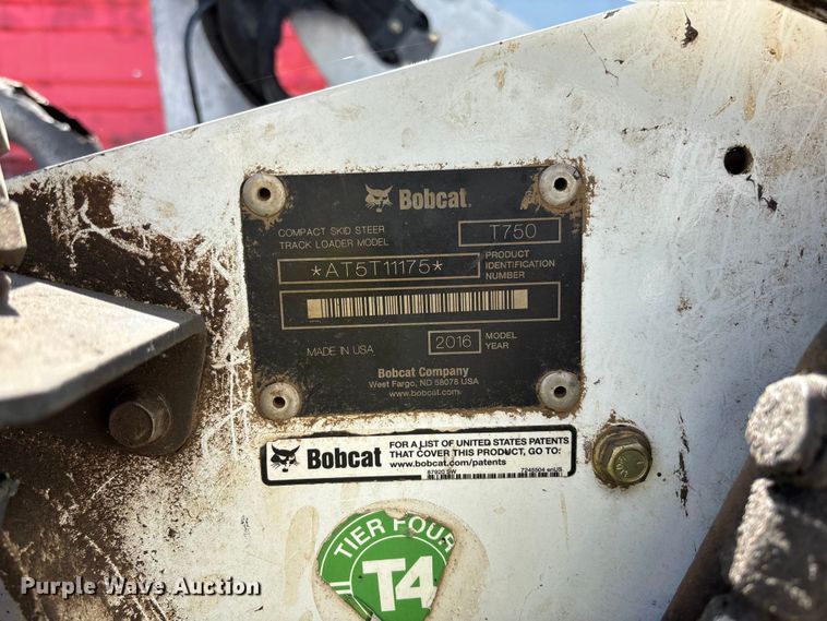 image for item YA3541 2016 Bobcat T750 tracked skid steer loader