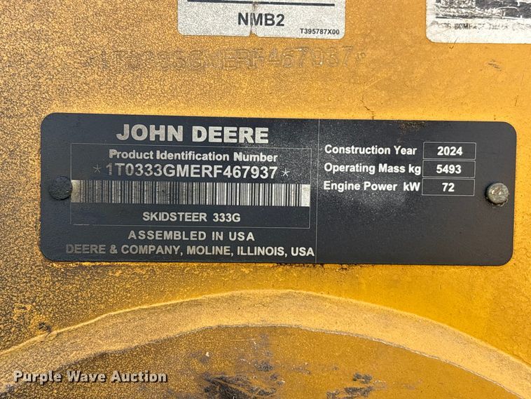 image for item YA3635 2024 John Deere 333G tracked skid steer loader