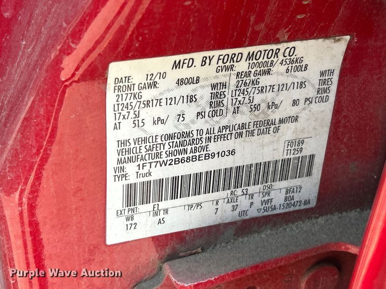 image for item DQ5479 2011 Ford F250 Super Duty Crew Cab pickup truck
