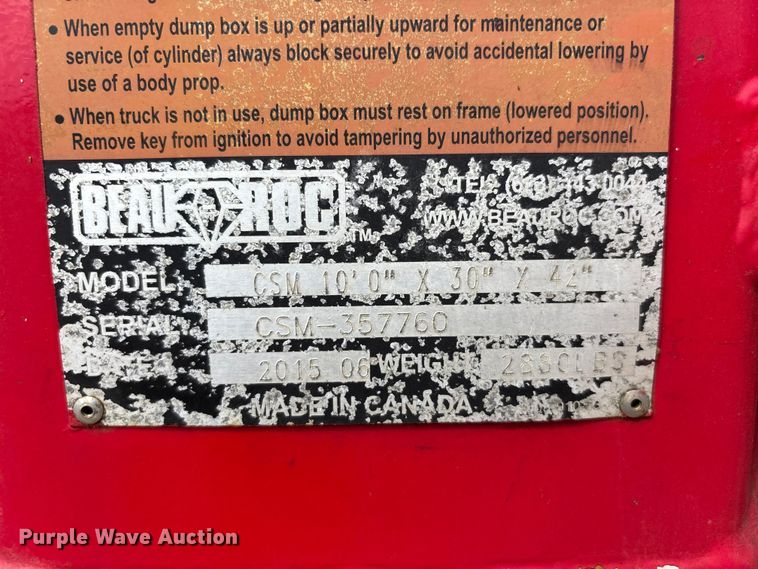 image for item DQ5491 2016 Freightliner 108SD dump truck