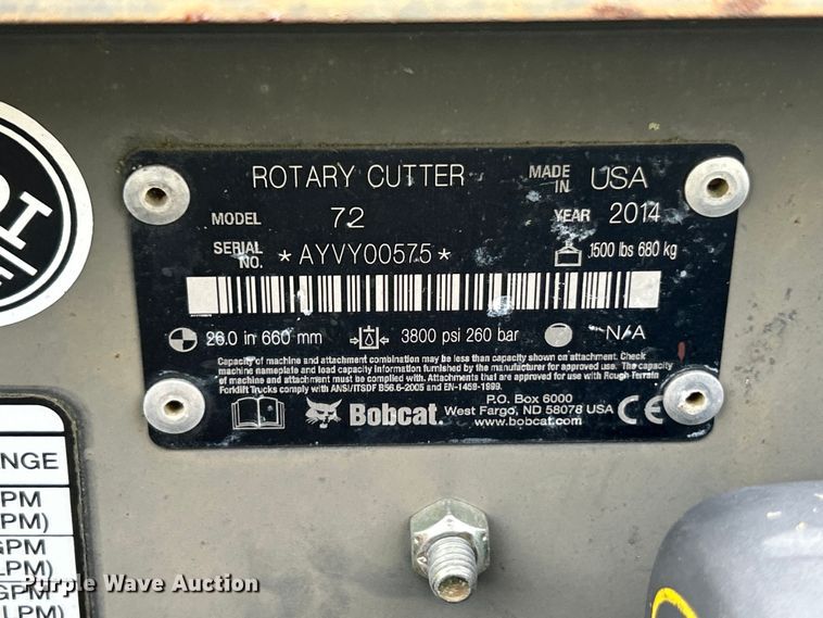 image for item DQ5507 2014 Bobcat 72 rotary mower