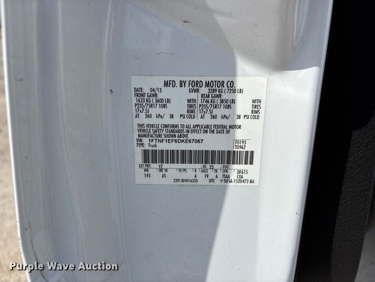 image for item DV4355 2013 Ford F150 XL pickup truck