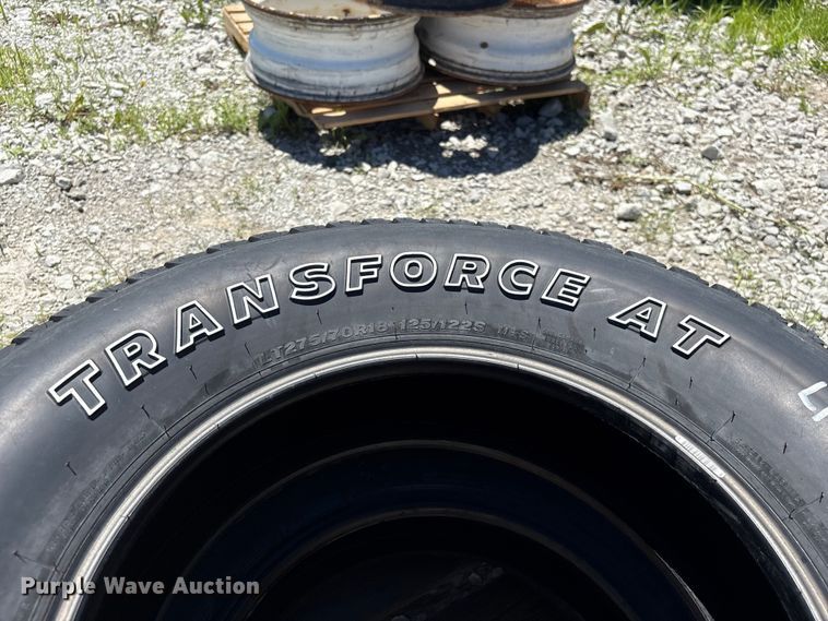 image for item EI5873 (2) Firestone Transforce AT LT275/70R18 tires